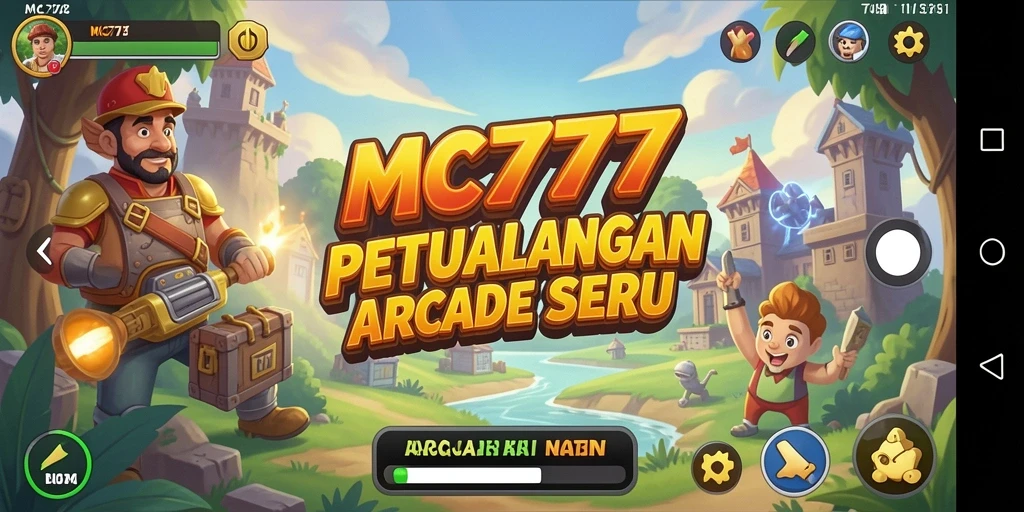Tampilan antarmuka utama MC777 dengan berbagai fungsi arcade yang siap dimainkan.