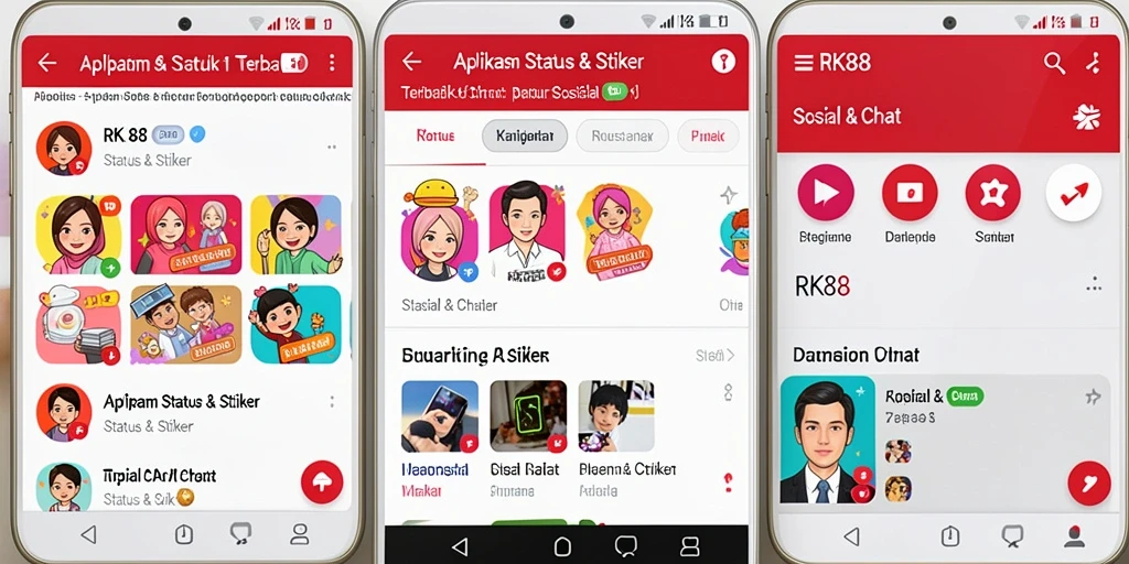 Tampilan antarmuka RK88 yang menarik untuk Status & Stiker.