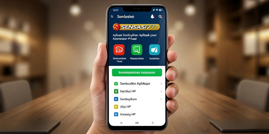 Screenshot antarmuka SENSASI777 yang menunjukkan penyembunyian aplikasi dengan mudah.
