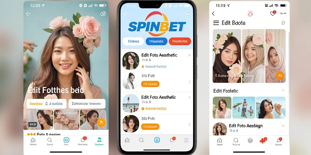 Antarmuka SPINBET yang user-friendly dalam pengeditan foto aesthetic.