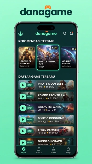 Tampilan katalog aplikasi danagame